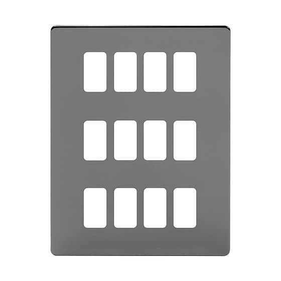 The Connaught Collection Black Nickel 12 Gang RM Rectangular Module Grid Switch Plate