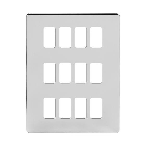 The Finsbury Collection Polished Chrome 12 Gang RM Rectangular Module Grid Switch Plate