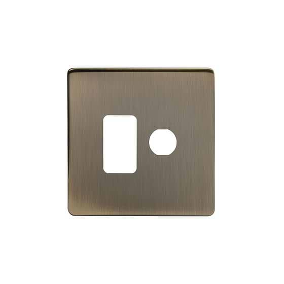 The Charterhouse Collection Antique Brass 2 Gang 1RM+1CM Dual Module Grid Switch Plate