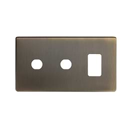 The Charterhouse Collection 3 Gang 1RM+2CM Dual Module Grid Switch Plate Antique Brass