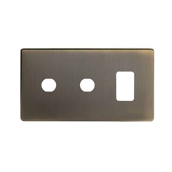 The Charterhouse Collection Antique Brass 3 Gang 1RM+2CM Dual Module Grid Switch Plate