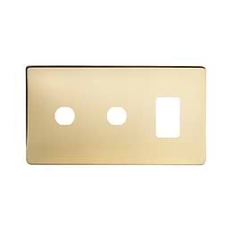 The Savoy Collection Brushed Brass 3 Gang 1RM+2CM Dual Module Grid Switch Plate