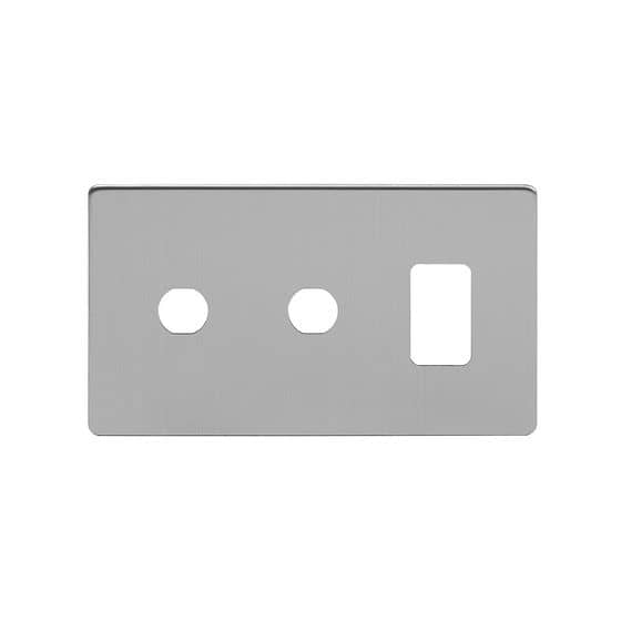 The Lombard Collection Brushed Chrome 3 Gang 1RM+2CM Dual Module Grid Switch Plate
