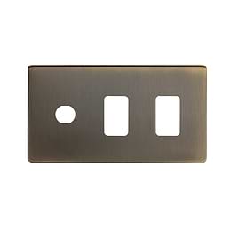 The Charterhouse Collection Antique Brass 3 Gang 2RM+1CM Dual Module Grid Switch Plate