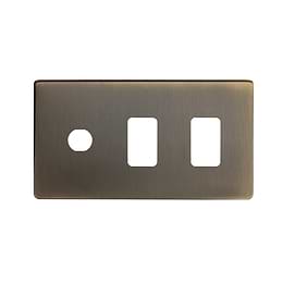 The Charterhouse Collection 3 Gang 2RM+1CM Dual Module Grid Switch Plate Antique Brass