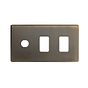 The Charterhouse Collection 3 Gang 2RM+1CM Dual Module Grid Switch Plate Antique Brass