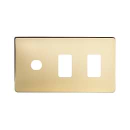 The Savoy Collection Brushed Brass 3 Gang 2RM+1CM Dual Module Grid Switch Plate