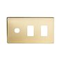 The Savoy Collection Brushed Brass 3 Gang 2RM+1CM Dual Module Grid Switch Plate