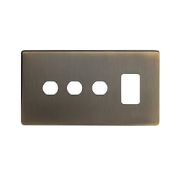 The Charterhouse Collection 4 Gang 1RM+3CM Dual Module Grid Switch Plate Antique Brass