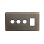 The Charterhouse Collection Antique Brass 4 Gang 1RM+3CM Dual Module Grid Switch Plate