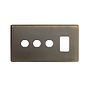 The Charterhouse Collection 4 Gang 1RM+3CM Dual Module Grid Switch Plate Antique Brass
