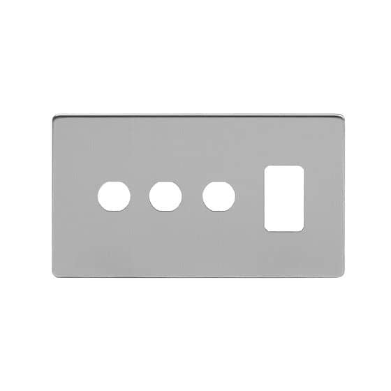 The Lombard Collection Brushed Chrome 4 Gang 1RM+3CM Dual Module Grid Switch Plate