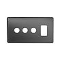 The Connaught Collection Black Nickel 4 Gang 1RM+3CM Dual Module Grid Switch Plate