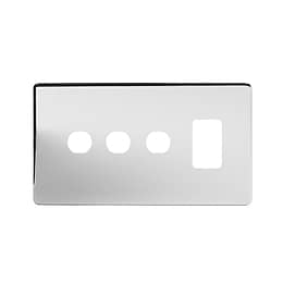 The Finsbury Collection Polished Chrome 4 Gang 1RM+3CM Dual Module Grid Switch Plate