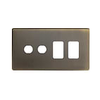 The Charterhouse Collection Antique Brass 4 Gang 2RM+2CM Dual Module Grid Switch Plate