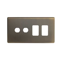 The Charterhouse Collection 4 Gang 2RM+2CM Dual Module Grid Switch Plate Antique Brass