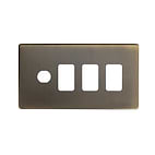 The Charterhouse Collection Antique Brass 4 Gang 3RM+1CM Dual Module Grid Switch Plate