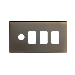 The Charterhouse Collection 4 Gang 3RM+1CM Dual Module Grid Switch Plate Antique Brass