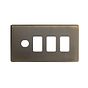 The Charterhouse Collection 4 Gang 3RM+1CM Dual Module Grid Switch Plate Antique Brass