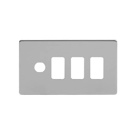 The Lombard Collection Brushed Chrome 4 Gang 3RM+1CM Dual Module Grid Switch Plate