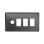 The Connaught Collection Black Nickel 4 Gang 3RM+1CM Dual Module Grid Switch Plate