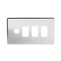 The Finsbury Collection Polished Chrome 4 Gang 3RM+1CM Dual Module Grid Switch Plate