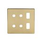 The Savoy Collection Brushed Brass 6 Gang 2RM+4CM Dual Module Grid Switch Plate