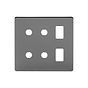 The Connaught Collection Black Nickel 6 Gang 2RM+4CM Dual Module Grid Switch Plate