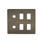 The Charterhouse Collection Antique Brass 6 Gang 4RM+2CM Dual Module Grid Switch Plate