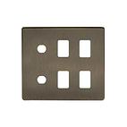 The Charterhouse Collection 6 Gang 4RM+2CM Dual Module Grid Switch Plate Antique Brass