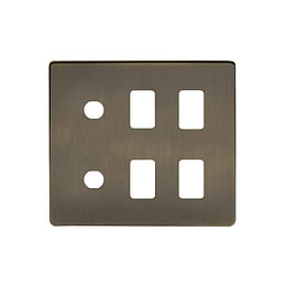 The Charterhouse Collection 6 Gang 4RM+2CM Dual Module Grid Switch Plate Antique Brass