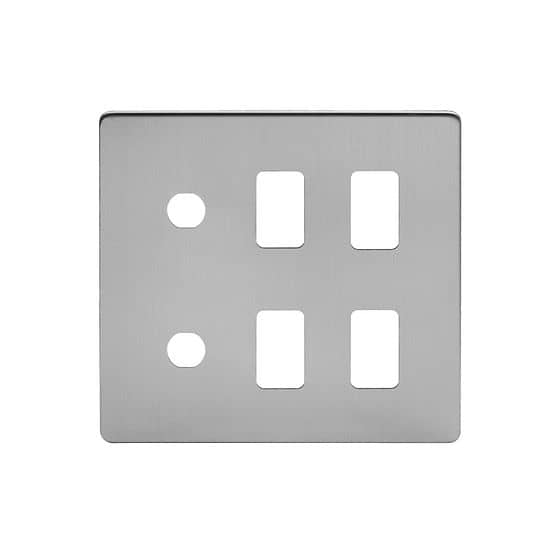 The Lombard Collection Brushed Chrome 6 Gang 4RM+2CM Dual Module Grid Switch Plate