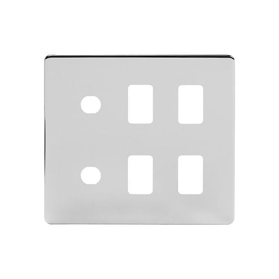 The Finsbury Collection Polished Chrome 6 Gang 4RM+2CM Dual Module Grid Switch Plate