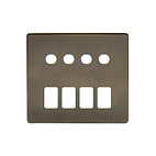 The Charterhouse Collection Antique Brass 8 Gang 4RM+4CM Dual Module Grid Switch Plate