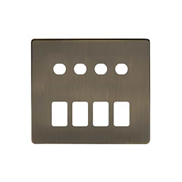 The Charterhouse Collection 8 Gang 4RM+4CM Dual Module Grid Switch Plate Antique Brass