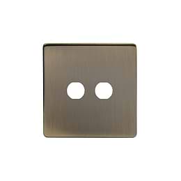 The Charterhouse Collection 2 Gang CM Circular Module Grid Switch Plate Antique Brass