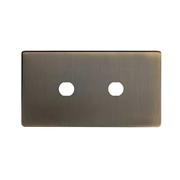 The Charterhouse Collection 2 Gang (Lg Plt) CM Circular Module Grid Switch Plate Antique Brass