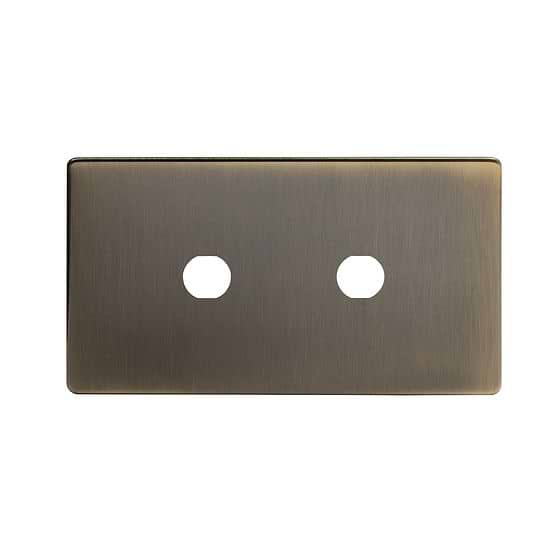The Charterhouse Collection 2 Gang (Lg Plt) CM Circular Module Grid Switch Plate Antique Brass