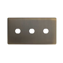 The Charterhouse Collection Antique Brass 3 Gang CM Circular Module Grid Switch Plate