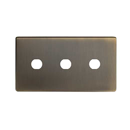 The Charterhouse Collection 3 Gang CM Circular Module Grid Switch Plate Antique Brass
