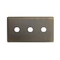 The Charterhouse Collection Antique Brass 3 Gang CM Circular Module Grid Switch Plate