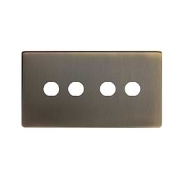 The Charterhouse Collection 4 Gang CM Circular Module Grid Switch Plate Antique Brass