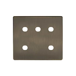 The Charterhouse Collection Antique Brass 5 Gang CM Circular Module Grid Switch Plate