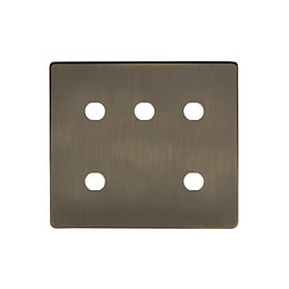 The Charterhouse Collection 5 Gang CM Circular Module Grid Switch Plate Antique Brass