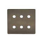 The Charterhouse Collection Antique Brass 6 Gang CM Circular Module Grid Switch Plate