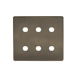 The Charterhouse Collection 6 Gang CM Circular Module Grid Switch Plate Antique Brass