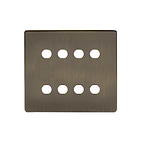 The Charterhouse Collection 8 Gang CM Circular Module Grid Switch Plate Antique Brass