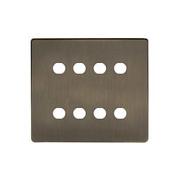The Charterhouse Collection Antique Brass 8 Gang CM Circular Module Grid Switch Plate