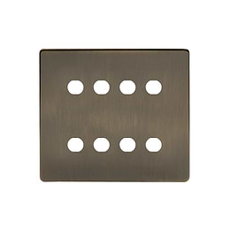 The Charterhouse Collection 8 Gang CM Circular Module Grid Switch Plate Antique Brass