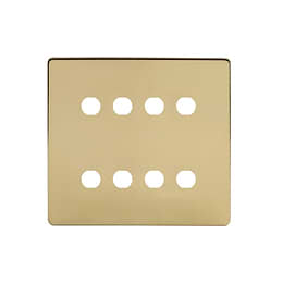 The Savoy Collection Brushed Brass 8 Gang CM Circular Module Grid Switch Plate